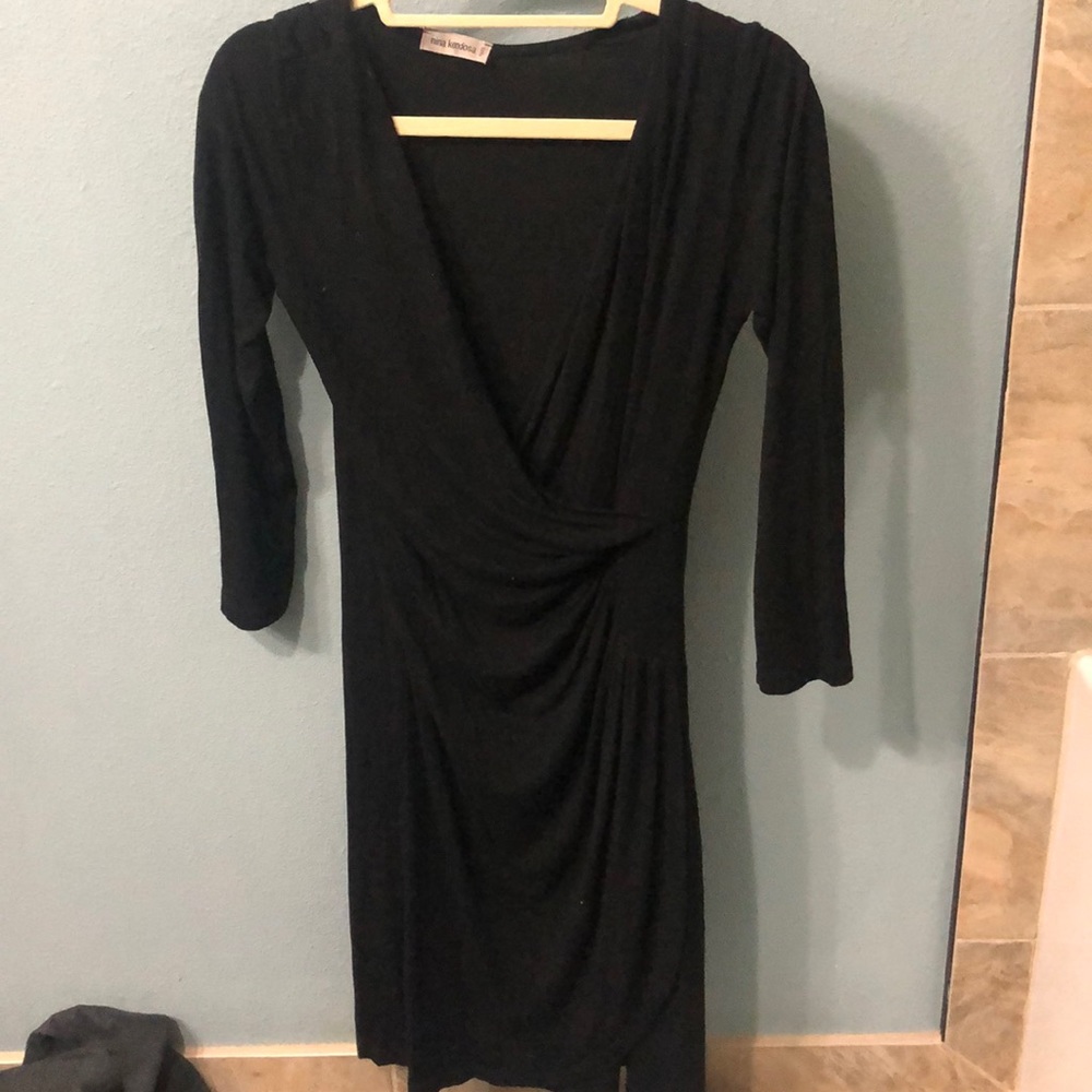 Black long sleeve body con dress